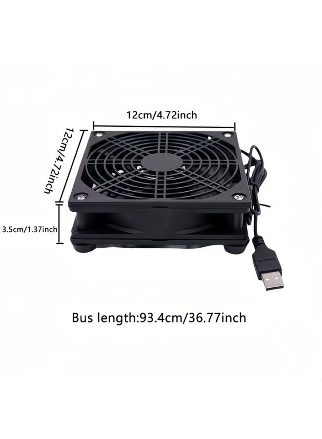 XFast Black USB Cooling Fan For Router Server Computer Chassis Lightweight Radiator - Image 2
